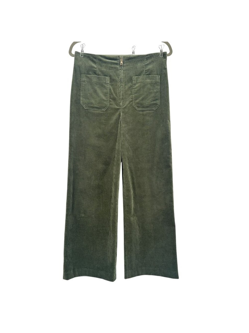 Veronica Beard Womens 6 Pants Jiva Pant Corduroy Wide Leg Crop High Rise Green